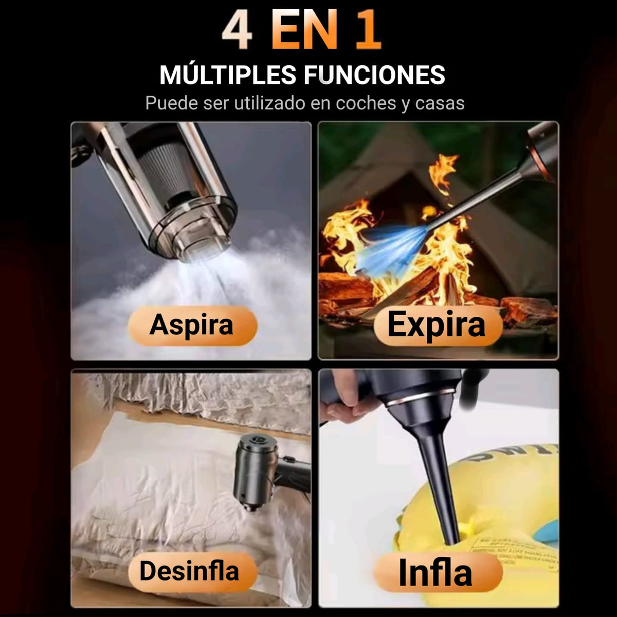 Mini Aspirador Eléctrico 4 en 1 | Limpieza y Potencia en tus Manos