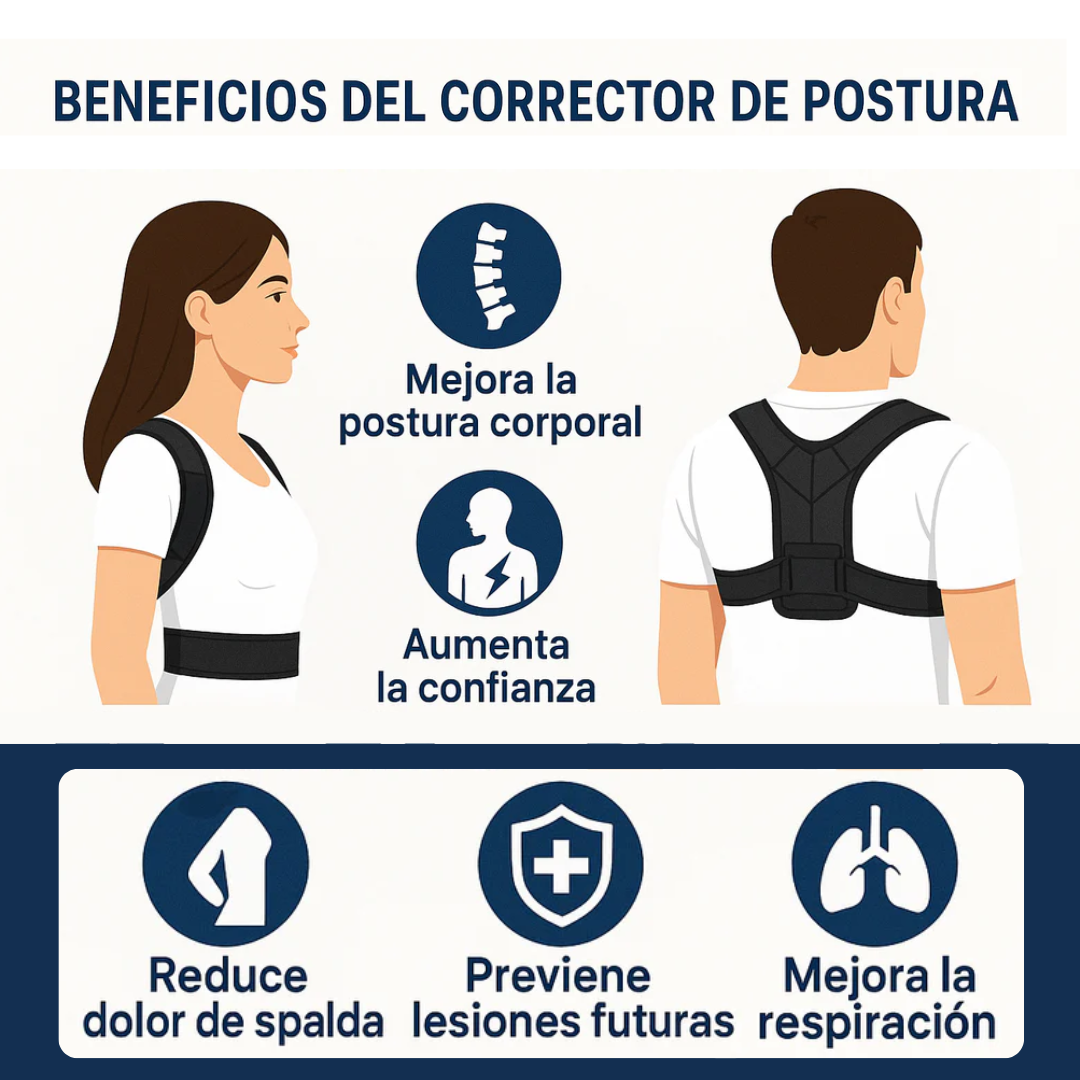 Corrector de postura ajustable para la espalda y hombros