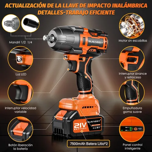 Llave de Impacto Inalámbrica 21V – Potencia Máxima, Precisión Profesional y Batería de Larga Duración